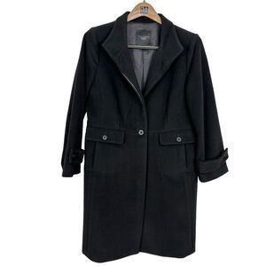 Talbots Black Wool Angora Rabbit Hair Blend Winter Coat Women's Petite 14